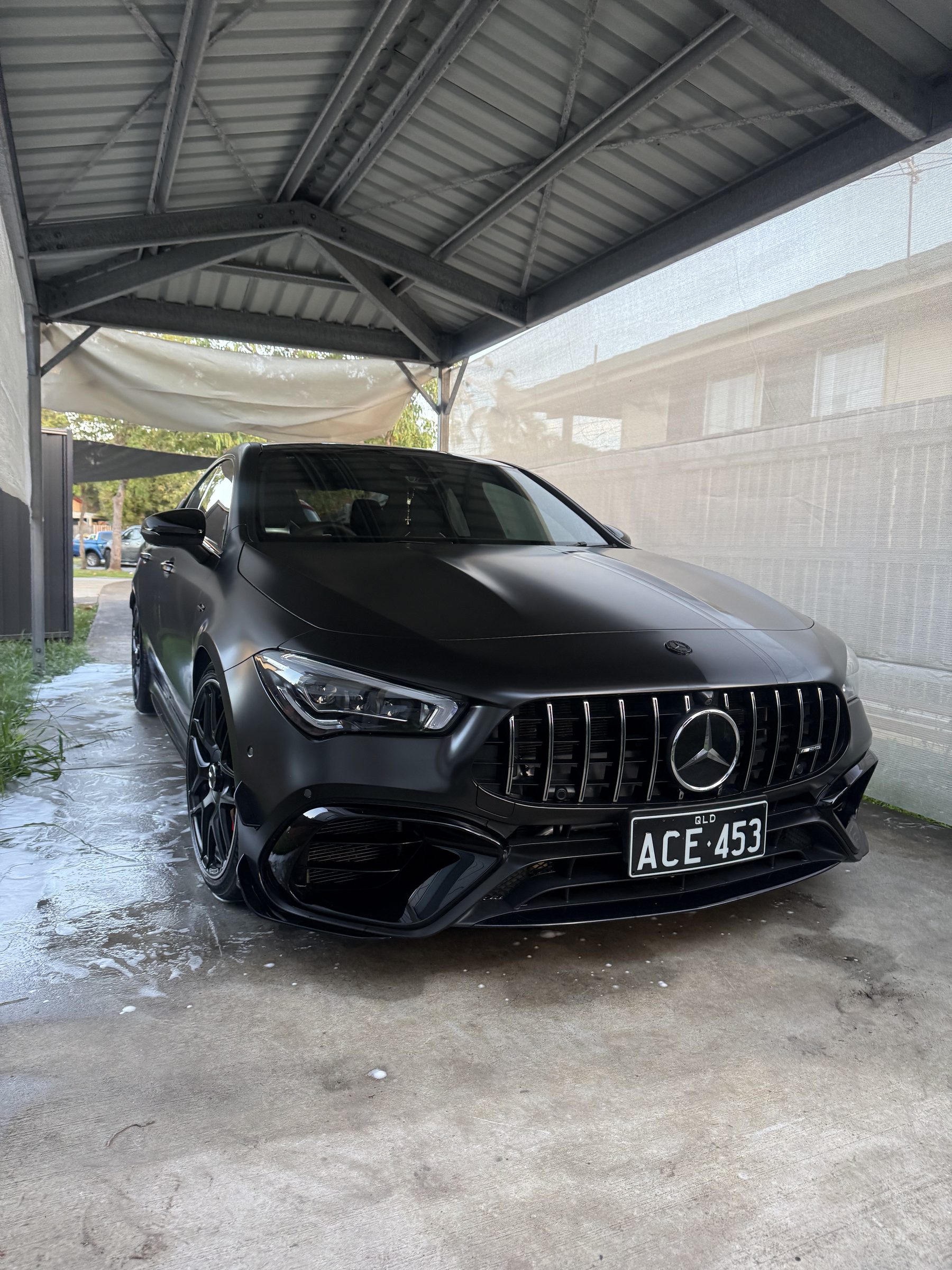 Matte black Mercedes-AMG A45 detailed by Cleansed Detailing